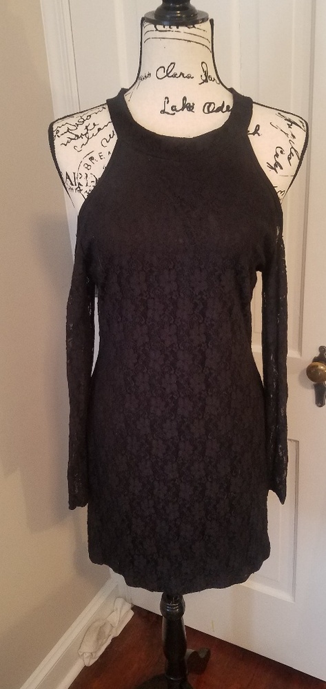 black lace form fitting dress